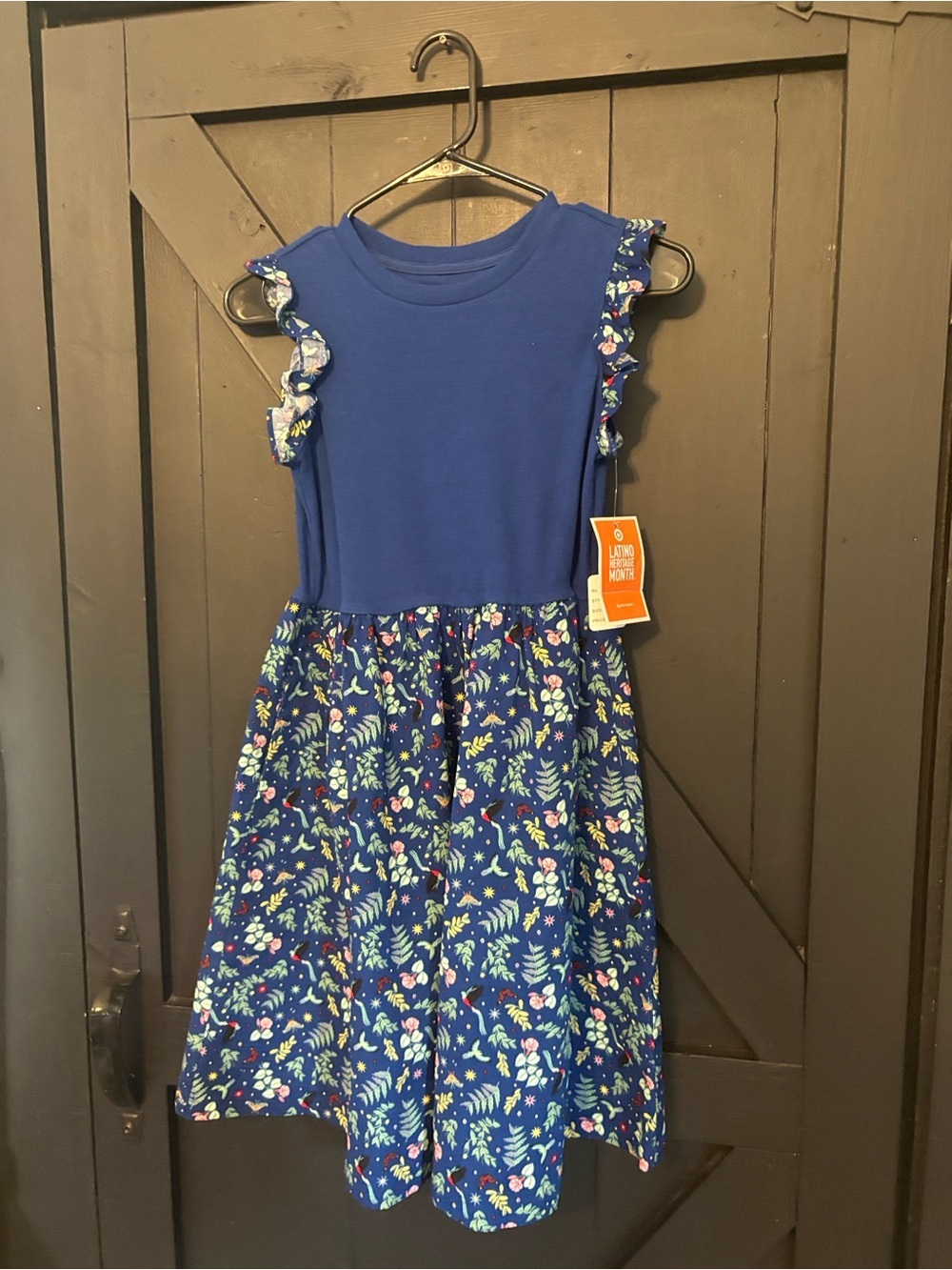 Target Girls' Royal Blue Floral Ruffle Sleeve Dress